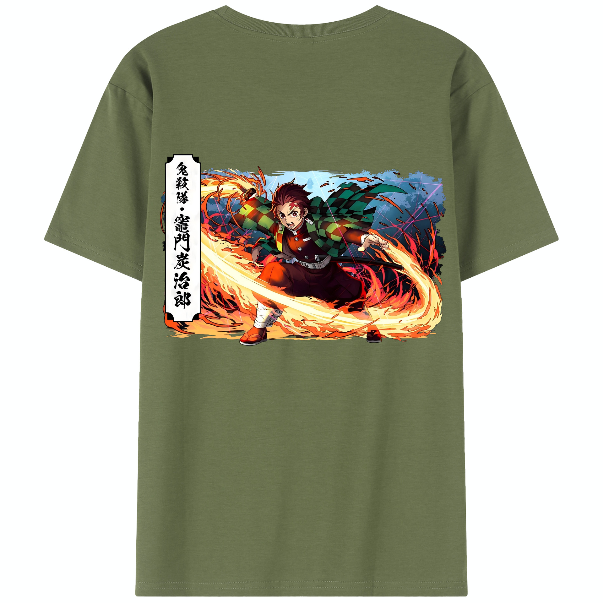 （画像用） 鬼滅の刃 竈門 炭治郎／かまど たんじろう Kamado Tanjirou 綿100％半袖Tシャツ（背面プリント）